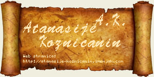 Atanasije Kozničanin vizit kartica